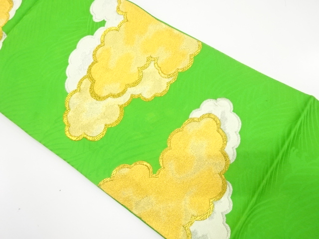 アンティーク　雲に荒波模様織り出し袋帯（着用可）